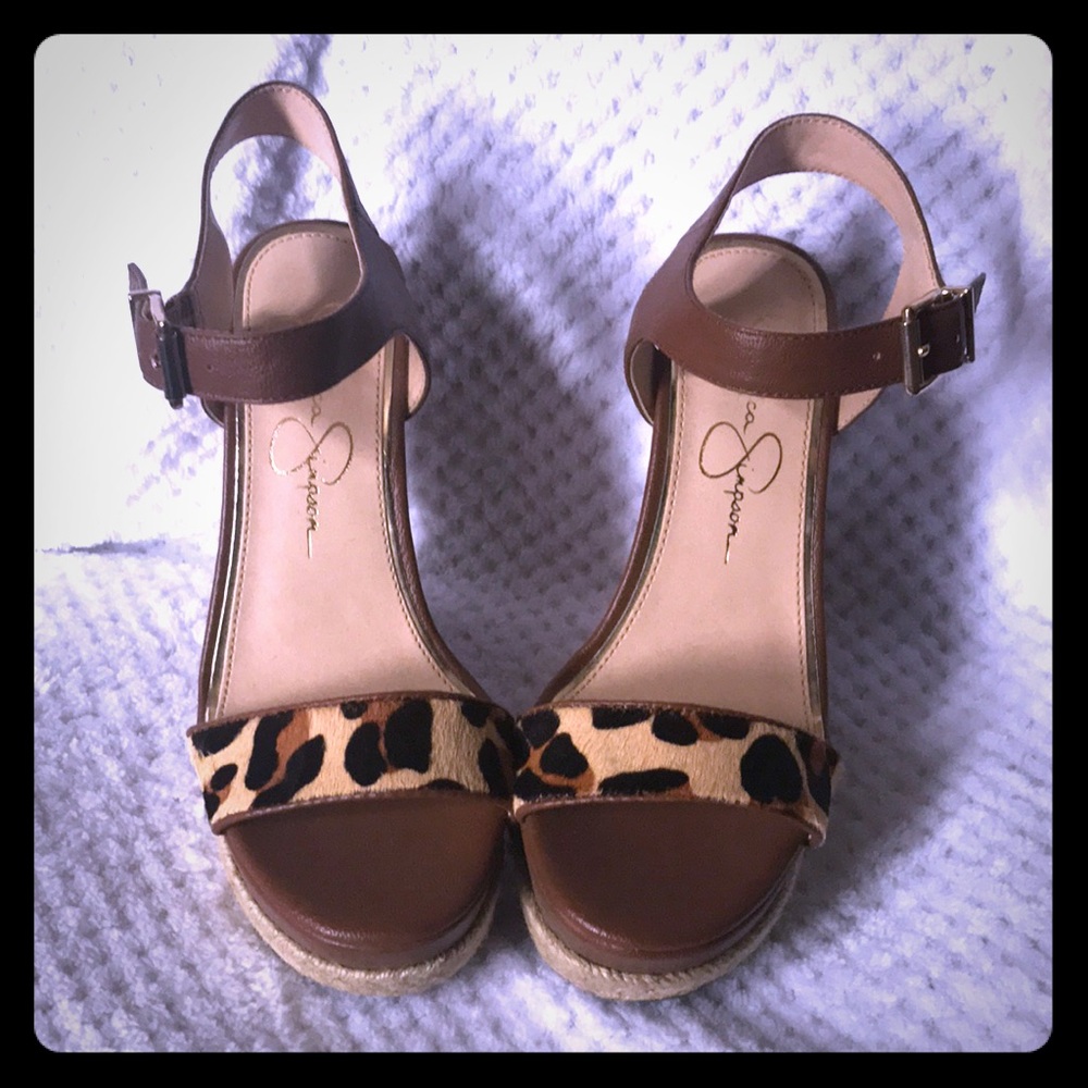 Jessica Simpson leopard platforms